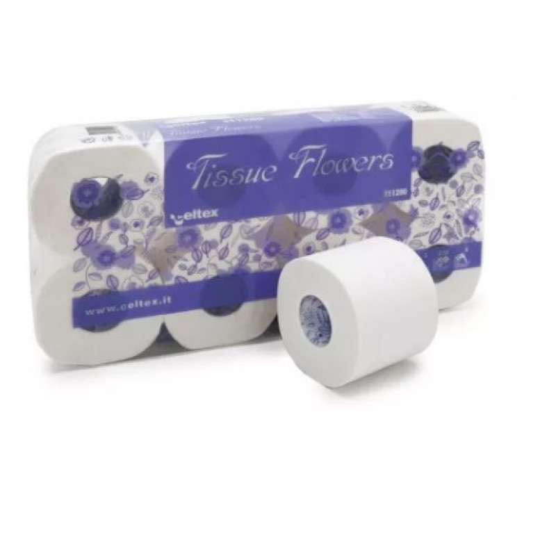 CELTEX TISSUE FLOWER TOALETTPAPÍR 3 RÉTEG, CELLULÓZ, 250 LAP, 30M, 8 TEKERCSES, 9 CSOMAG/ZSÁK
