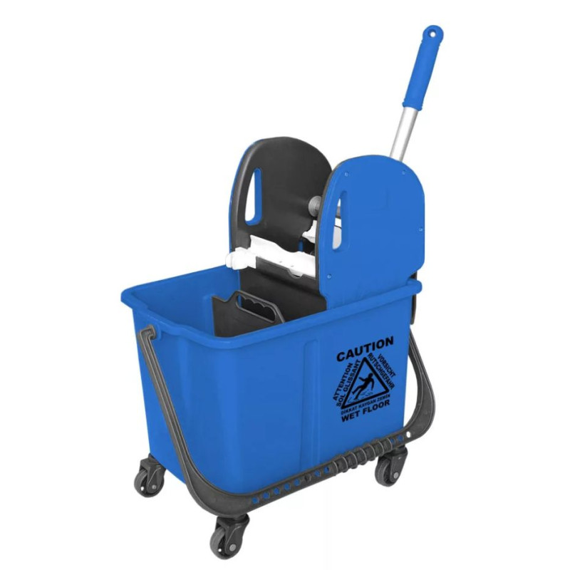 TAKARÍTÓKOCSI, MŰANYAG VÁZAS, KÉK, OSZTOTT, 20 LITERES