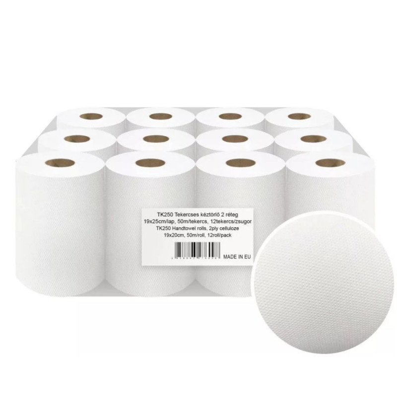  MINI TEKERCSES KÉZTÖRLŐ 2 RÉTEG 50M CELLULÓZ 12 TEKERCS/ZSUGOR